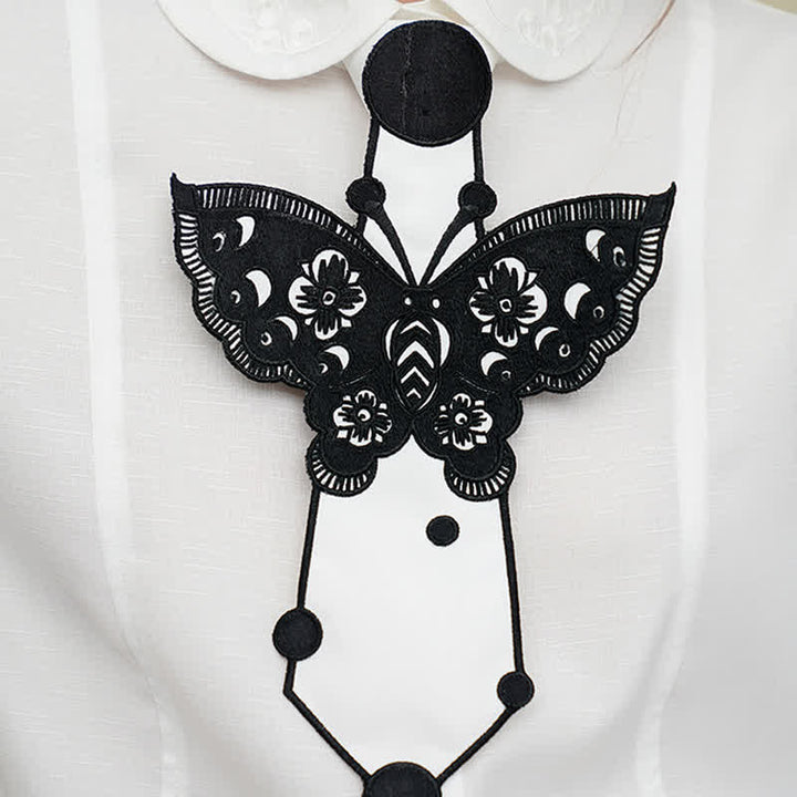 Corbata con cremallera y bordado de mariposas para mujer
