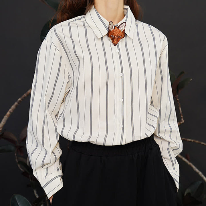 Corbata corta con cremallera y bordado de cabeza de zorro para mujer