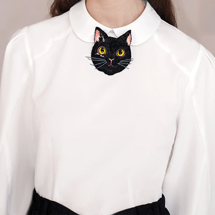 Corbata corta con cremallera y bordado de cabeza de zorro para mujer