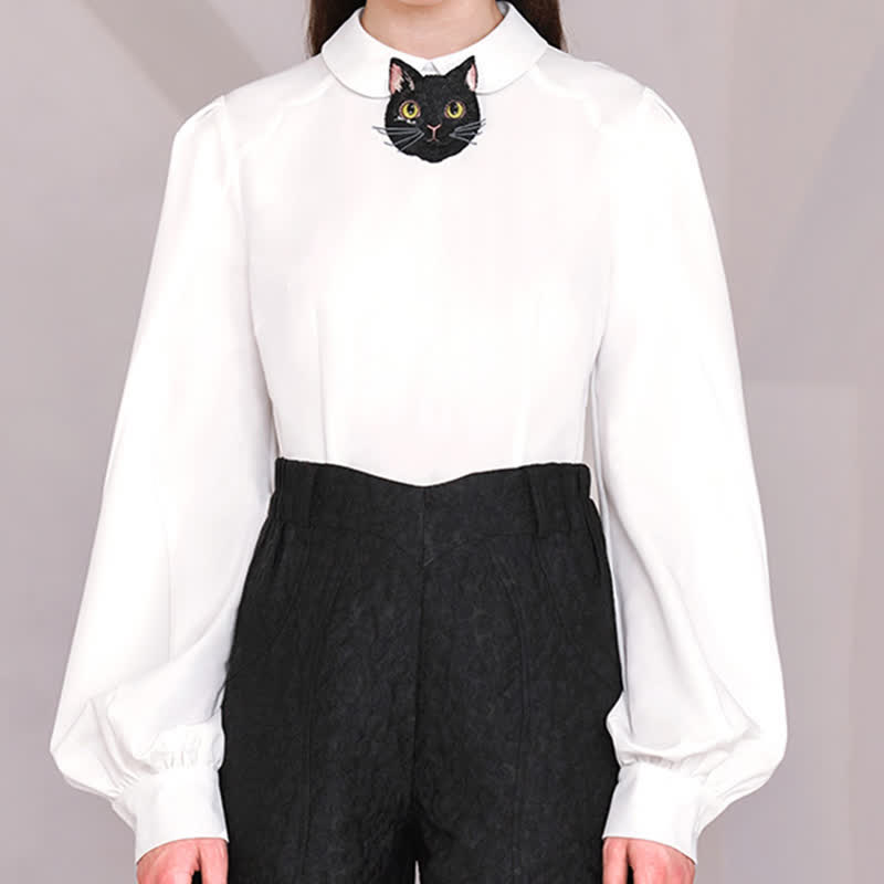 Corbata corta con cremallera y bordado de cabeza de zorro para mujer