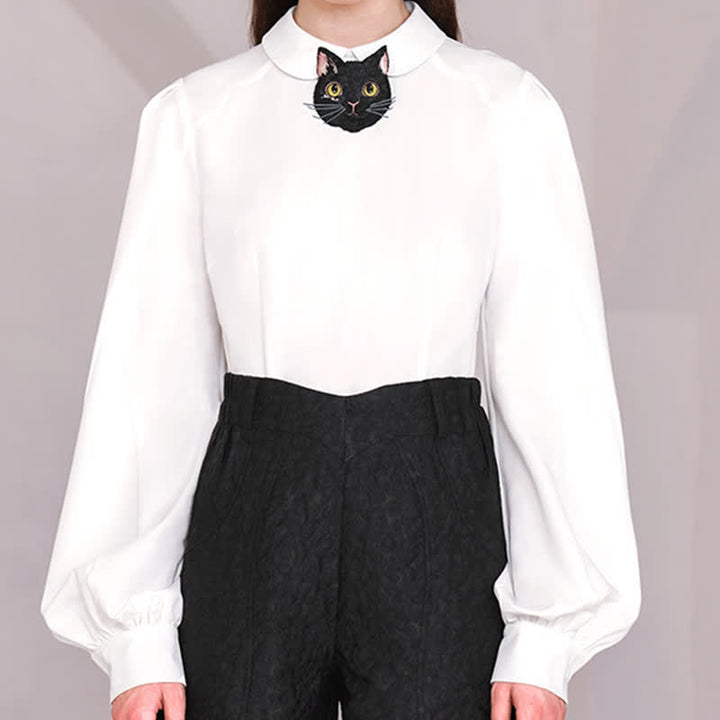 Corbata corta con cremallera y bordado de cabeza de zorro para mujer