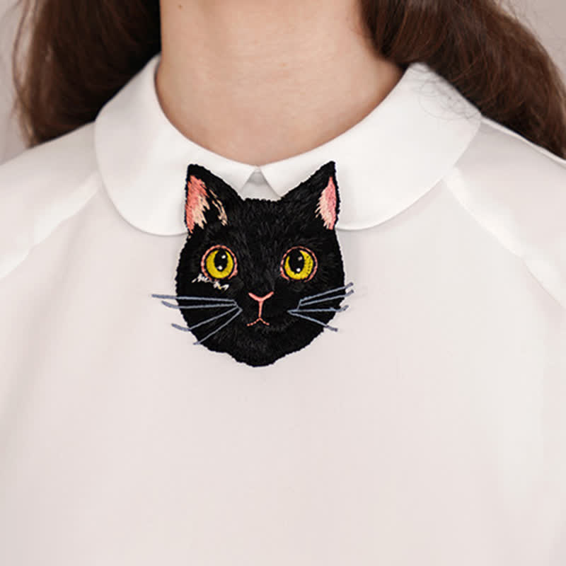 Corbata corta con cremallera y bordado de cabeza de zorro para mujer