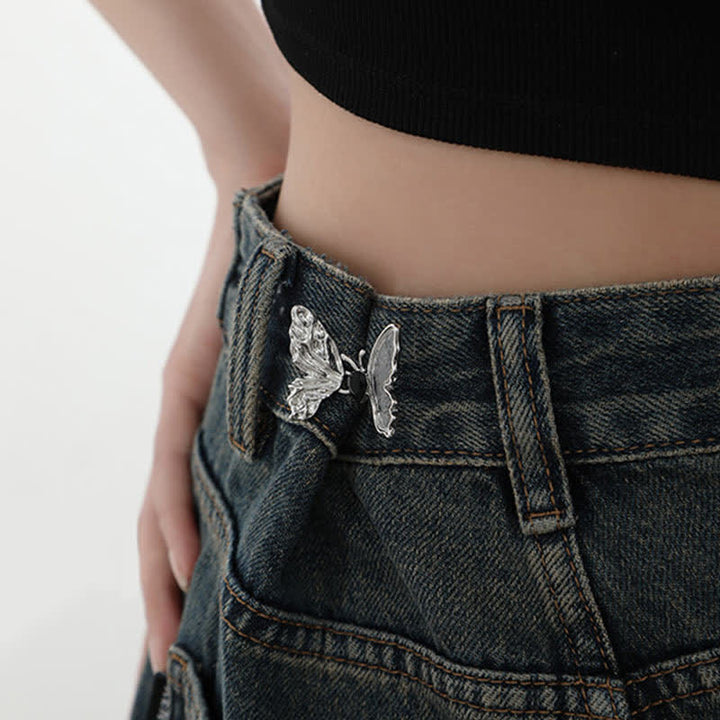 Pinzas para cinturón de jeans con botones extraíbles con forma de mariposa para mujer