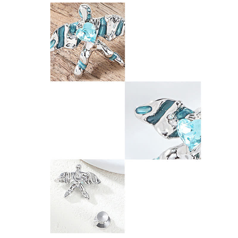 Clip para cinturón con forma de cometa de cristal azul para mujer