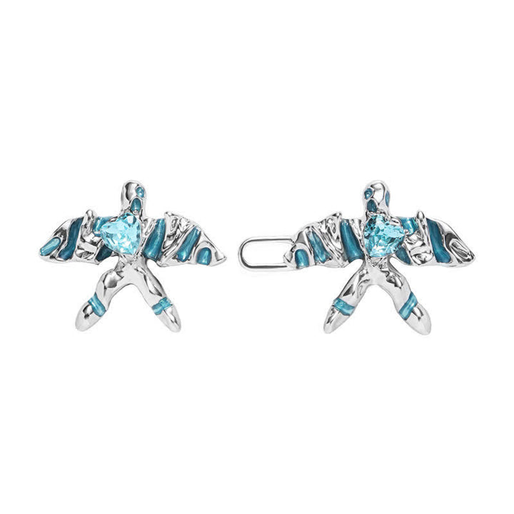 Clip para cinturón con forma de cometa de cristal azul para mujer