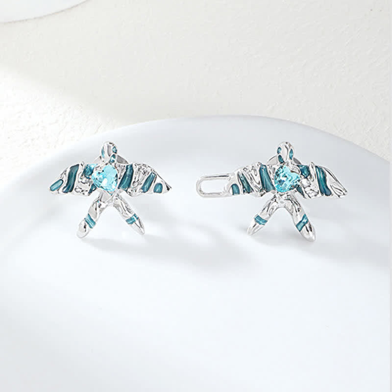 Clip para cinturón con forma de cometa de cristal azul para mujer