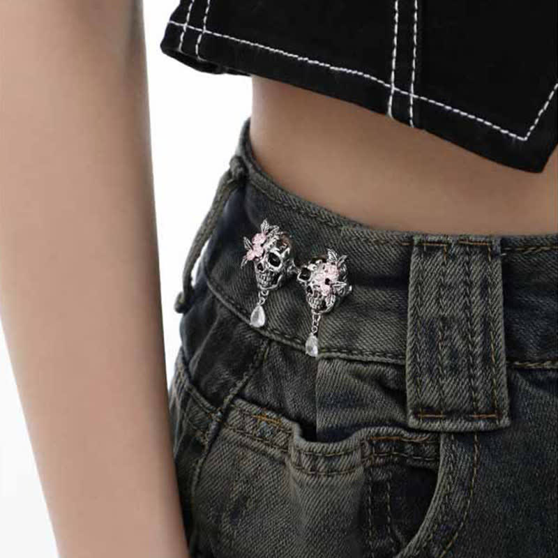 Encantador broche para cinturón de jeans con forma de calavera para mujer