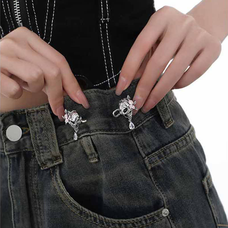 Encantador broche para cinturón de jeans con forma de calavera para mujer
