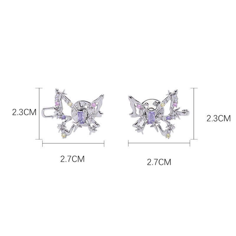 Clip para cinturón con forma de mariposa y circonitas de colores para mujer
