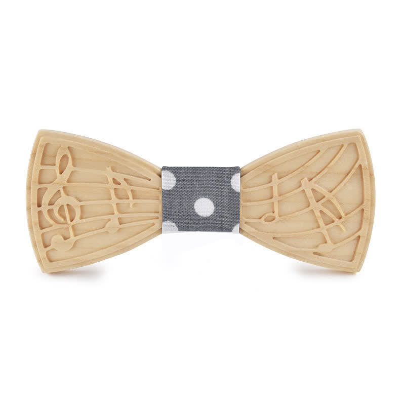 Pajarita de madera con grabado musical novedoso para hombre