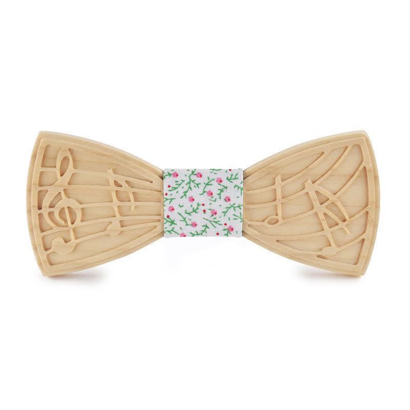 Pajarita de madera con grabado musical novedoso para hombre