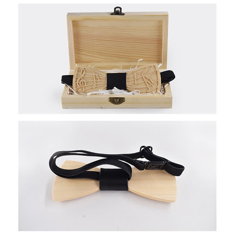 Pajarita de madera con grabado musical novedoso para hombre
