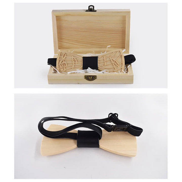 Pajarita de madera con grabado musical novedoso para hombre