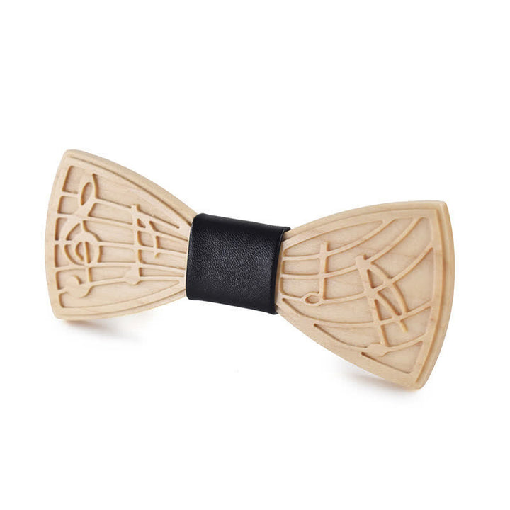 Pajarita de madera con grabado musical novedoso para hombre