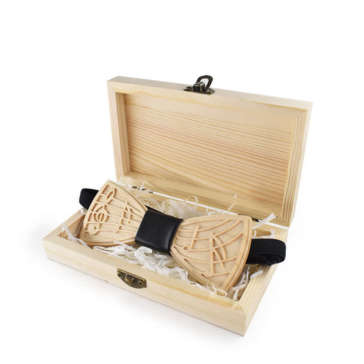 Pajarita de madera con grabado musical novedoso para hombre