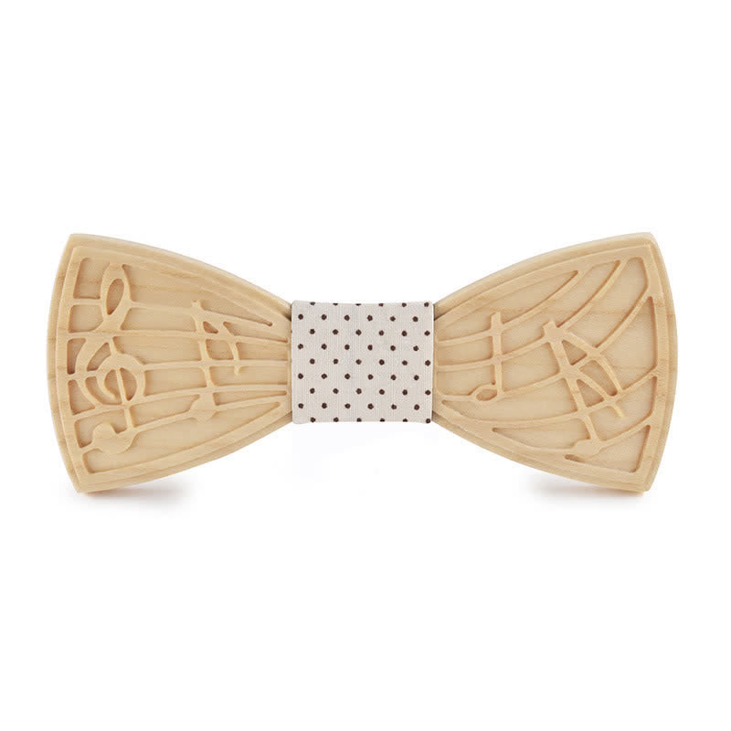 Pajarita de madera con grabado musical novedoso para hombre