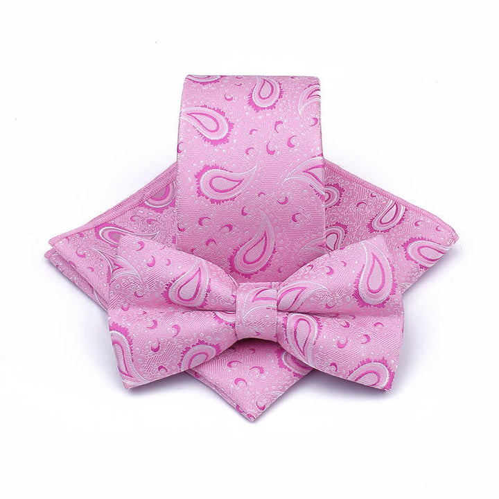 Conjunto de 3 corbatas de lazo informales con diseño de flor de anacardo para hombre