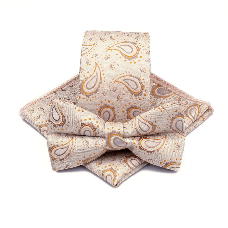 Conjunto de 3 corbatas de lazo informales con diseño de flor de anacardo para hombre