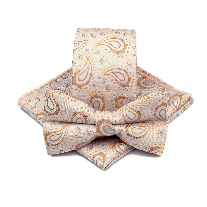 Conjunto de 3 corbatas de lazo informales con diseño de flor de anacardo para hombre