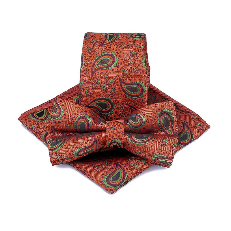 Conjunto de 3 corbatas de lazo informales con diseño de flor de anacardo para hombre