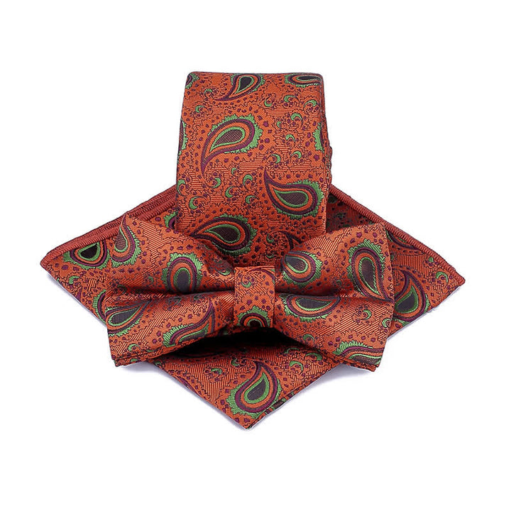 Conjunto de 3 corbatas de lazo informales con diseño de flor de anacardo para hombre