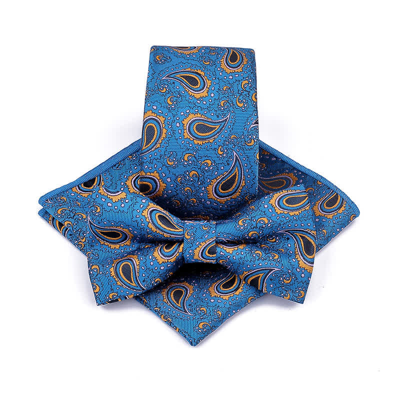 Conjunto de 3 corbatas de lazo informales con diseño de flor de anacardo para hombre