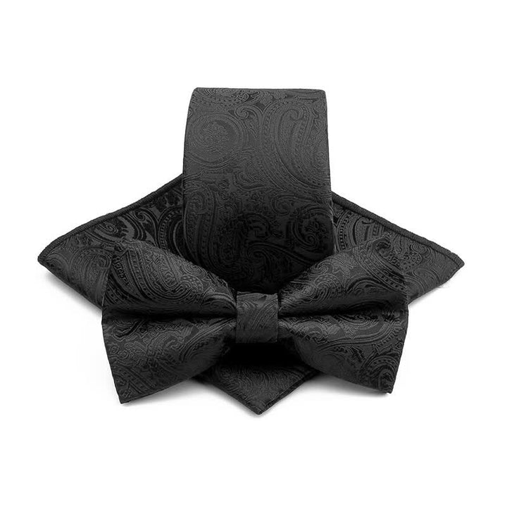 Conjunto de 3 corbatas de lazo para novios con estampado de cachemira para ceremonias de hombre