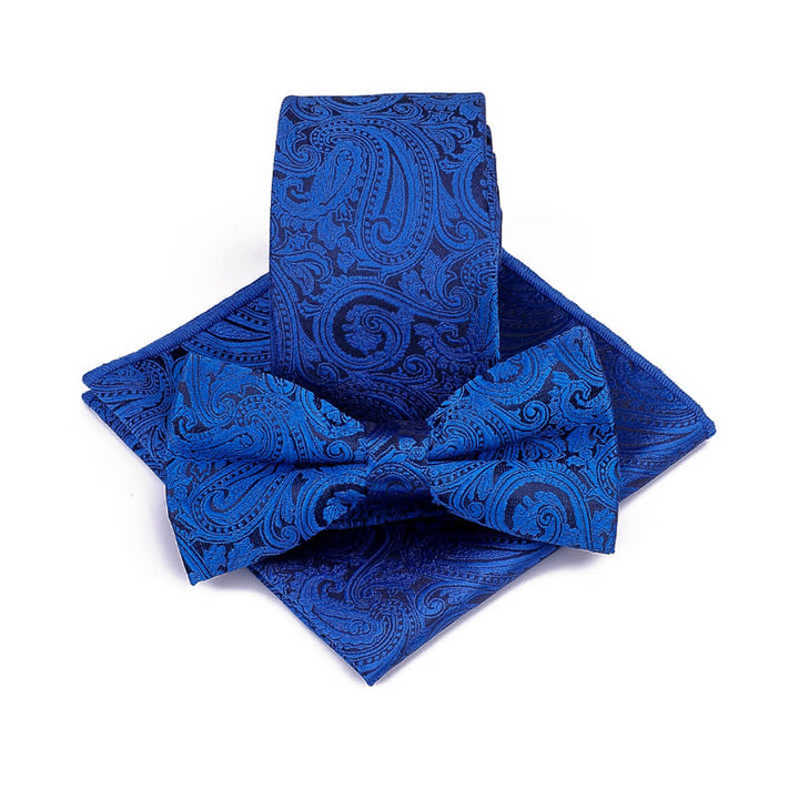 Conjunto de 3 corbatas de lazo para novios con estampado de cachemira para ceremonias de hombre