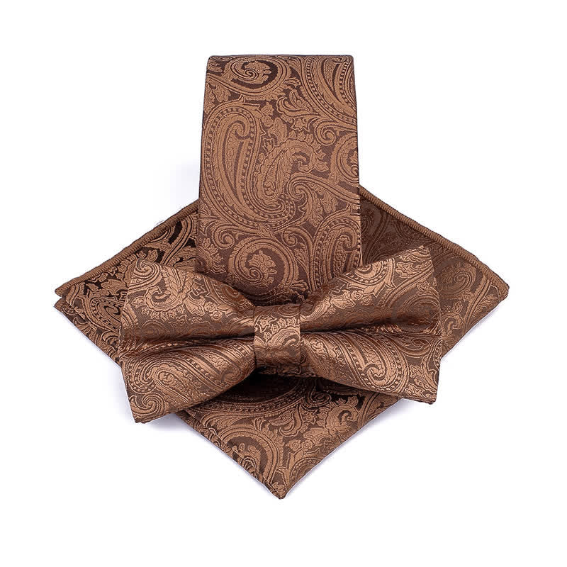 Conjunto de 3 corbatas de lazo para novios con estampado de cachemira para ceremonias de hombre