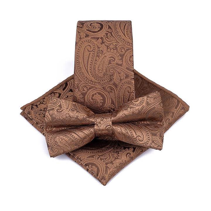 Conjunto de 3 corbatas de lazo para novios con estampado de cachemira para ceremonias de hombre