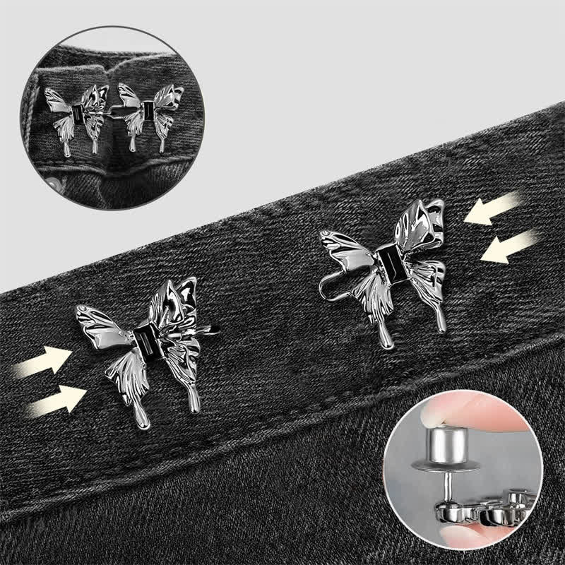 Cinturón con botón de jean desmontable con diseño de mariposa para mujer