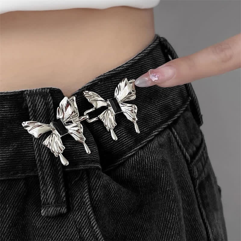 Cinturón con botón de jean desmontable con diseño de mariposa para mujer