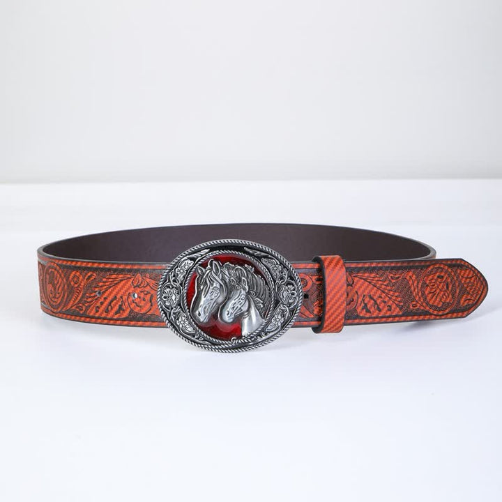 Cinturón de cuero con hebilla de cabeza de toro estilo western exclusivo para hombre