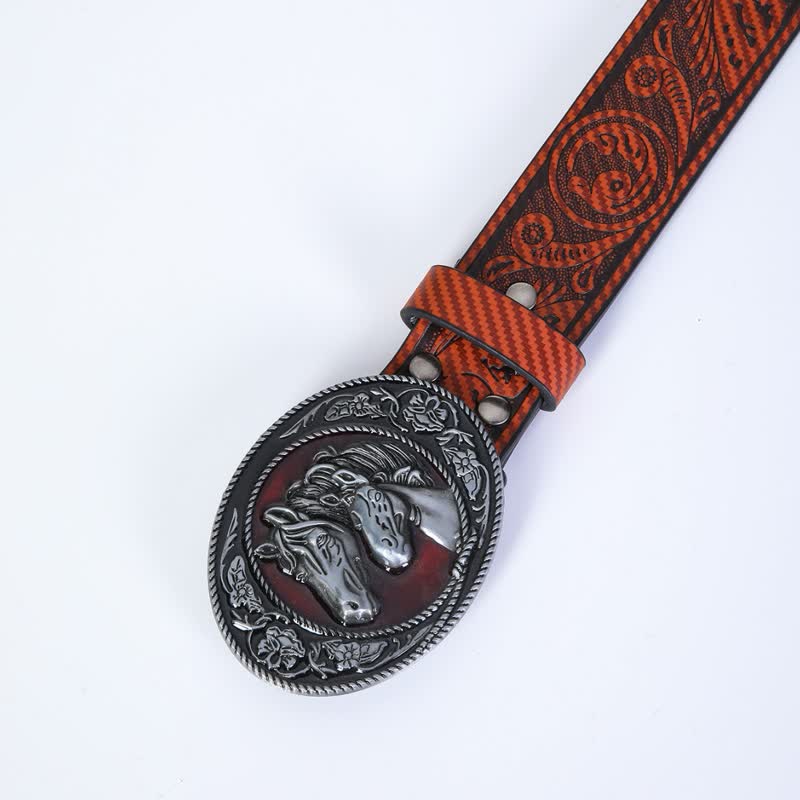 Cinturón de cuero con hebilla de cabeza de toro estilo western exclusivo para hombre