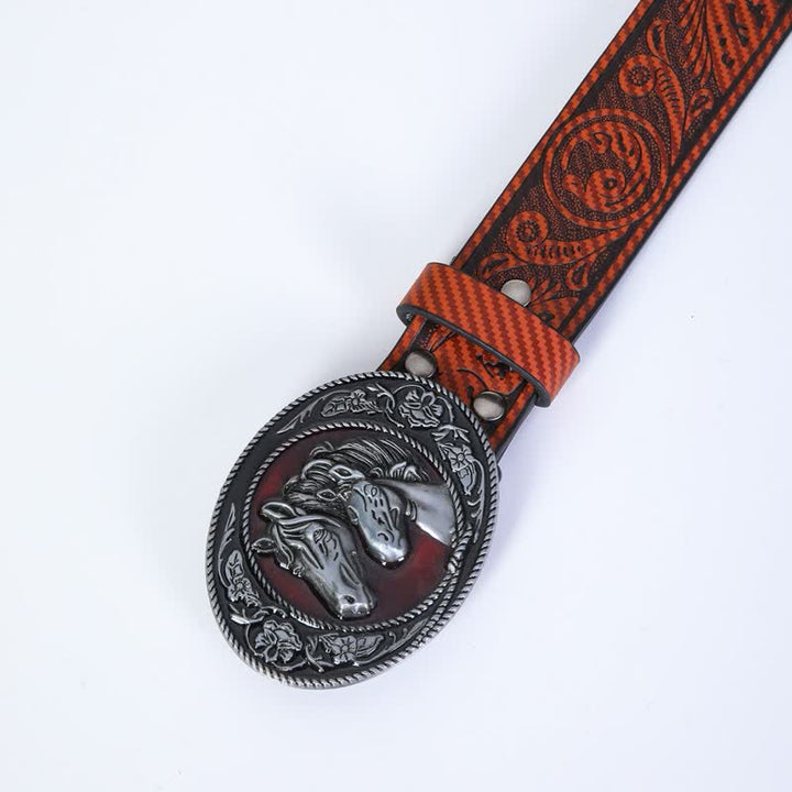 Cinturón de cuero con hebilla de cabeza de toro estilo western exclusivo para hombre