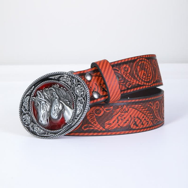 Cinturón de cuero con hebilla de cabeza de toro estilo western exclusivo para hombre
