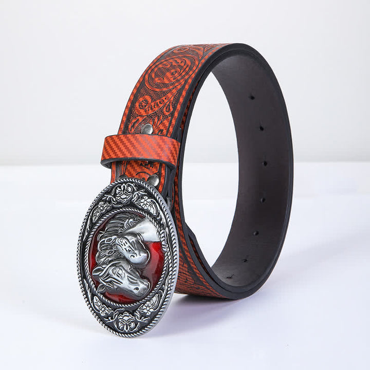 Cinturón de cuero con hebilla de cabeza de toro estilo western exclusivo para hombre