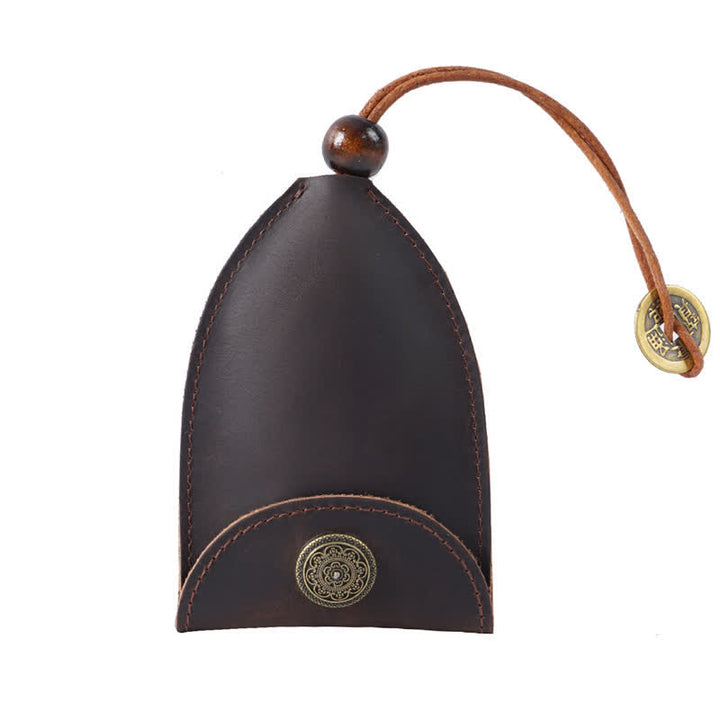 Estuche de cuero para llaves inteligente con monedero extraíble estilo vintage