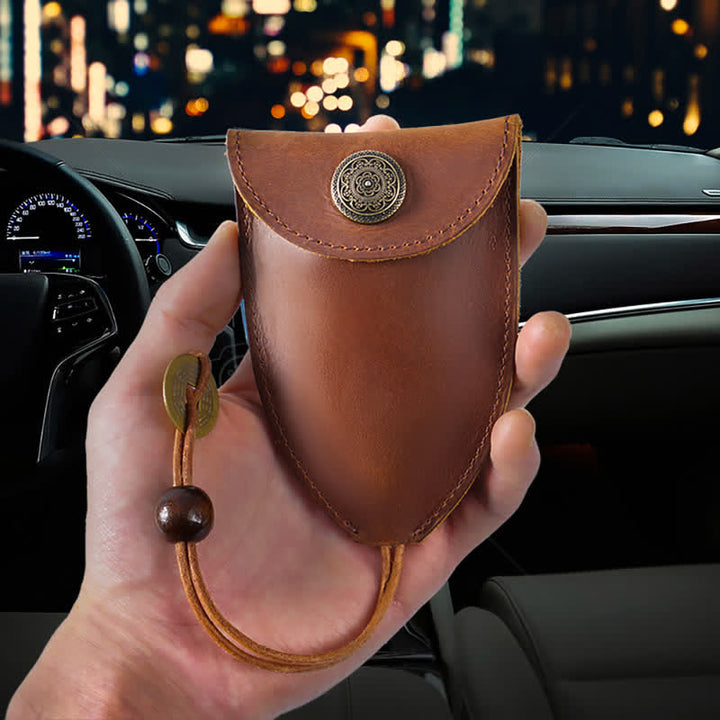Estuche de cuero para llaves inteligente con monedero extraíble estilo vintage