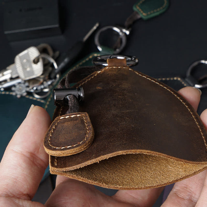 Estuche para llaves extraíble con bolsa de almacenamiento de cuero genuino