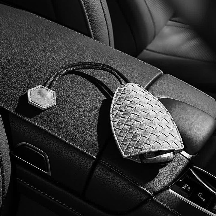 Estuche extraíble de cuero para llaves de coche con tejido moderno
