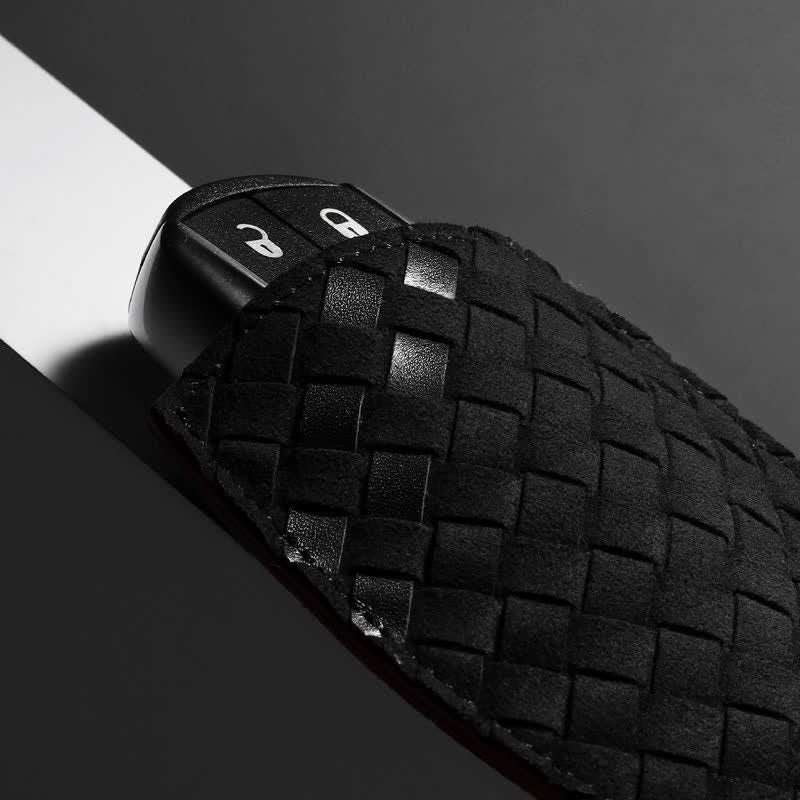 Estuche extraíble de cuero para llaves de coche con tejido moderno