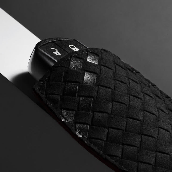 Estuche extraíble de cuero para llaves de coche con tejido moderno