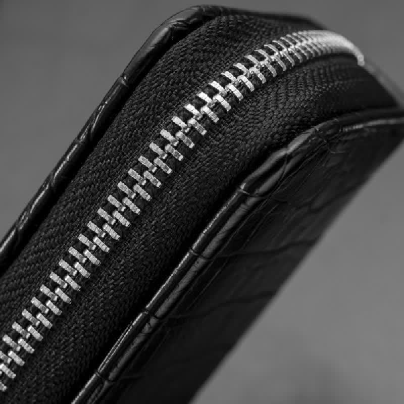 Estuche de cuero para llaves de coche con cremallera y diseño de cocodrilo - image 2