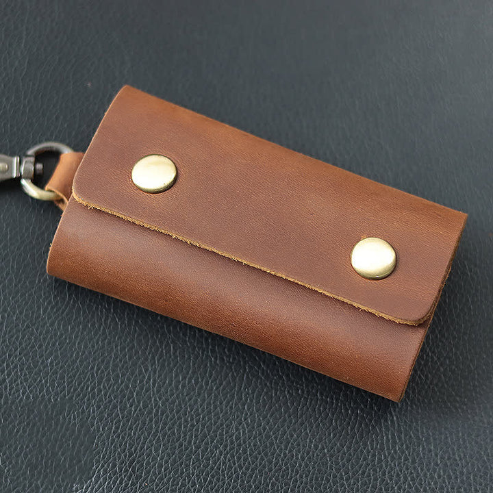 Funda de cuero para llaves de coche con porta llaves y cinturón versátil