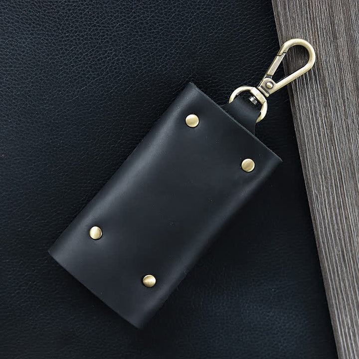 Funda de cuero para llaves de coche con porta llaves y cinturón versátil