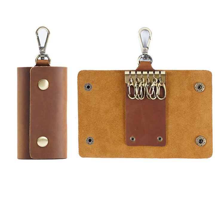 Funda de cuero para llaves de coche con porta llaves y cinturón versátil