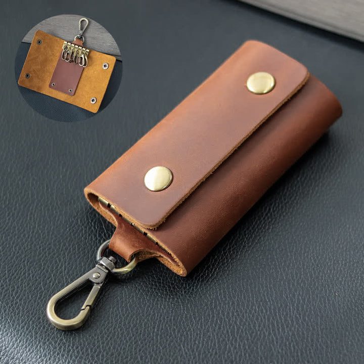 Funda de cuero para llaves de coche con porta llaves y cinturón versátil