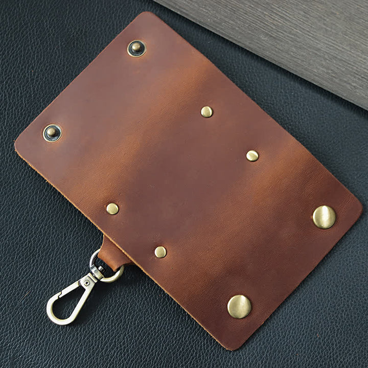 Funda de cuero para llaves de coche con porta llaves y cinturón versátil
