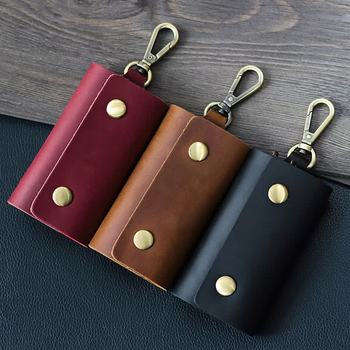 Funda de cuero para llaves de coche con porta llaves y cinturón versátil